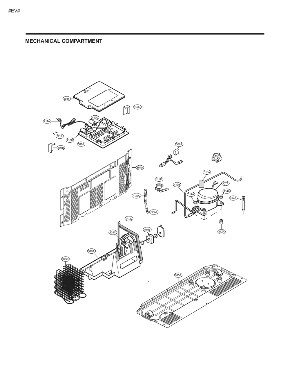 Mechanical Compartment Diagram and Parts List for GM-L237LQJM ASWCSE1 LG Refrigerator