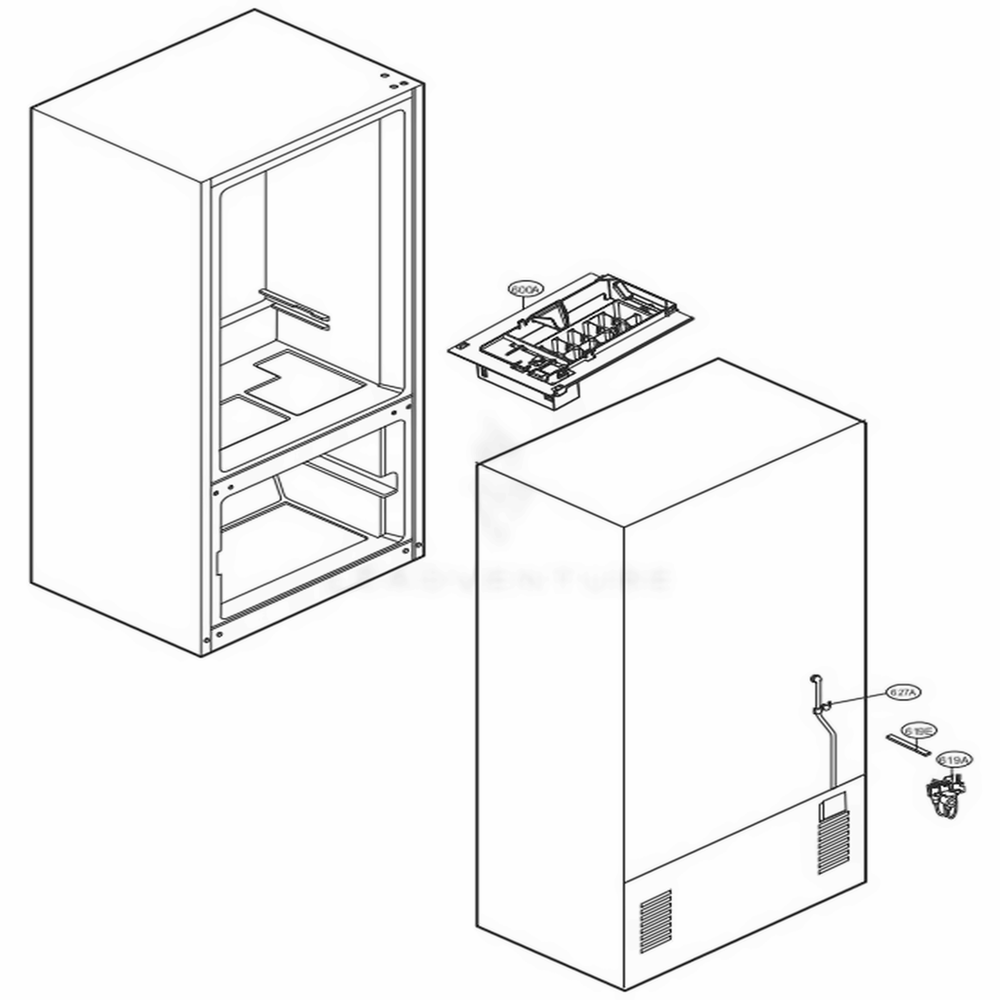 Ice Maker Parts Diagram and Parts List for LDC24370SW ASWCNA1 LG Refrigerator