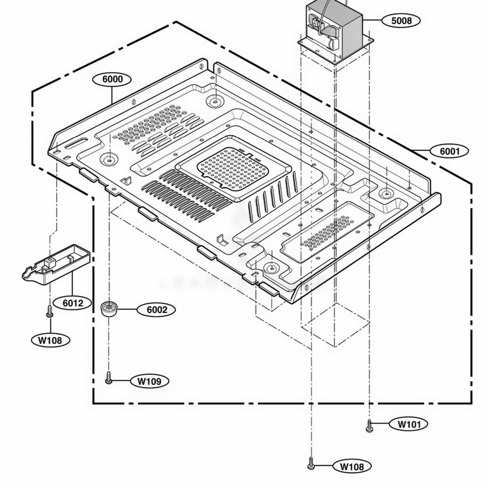 Base Plate Parts Diagram and Parts List for 63299 ABKESEA LG Range