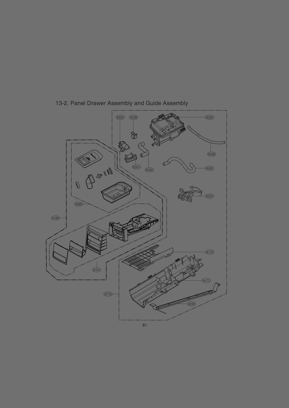 Panel Drawer Assembly And Guide Assembly Diagram and Parts List for 81073 ASTESEU LG Dryer