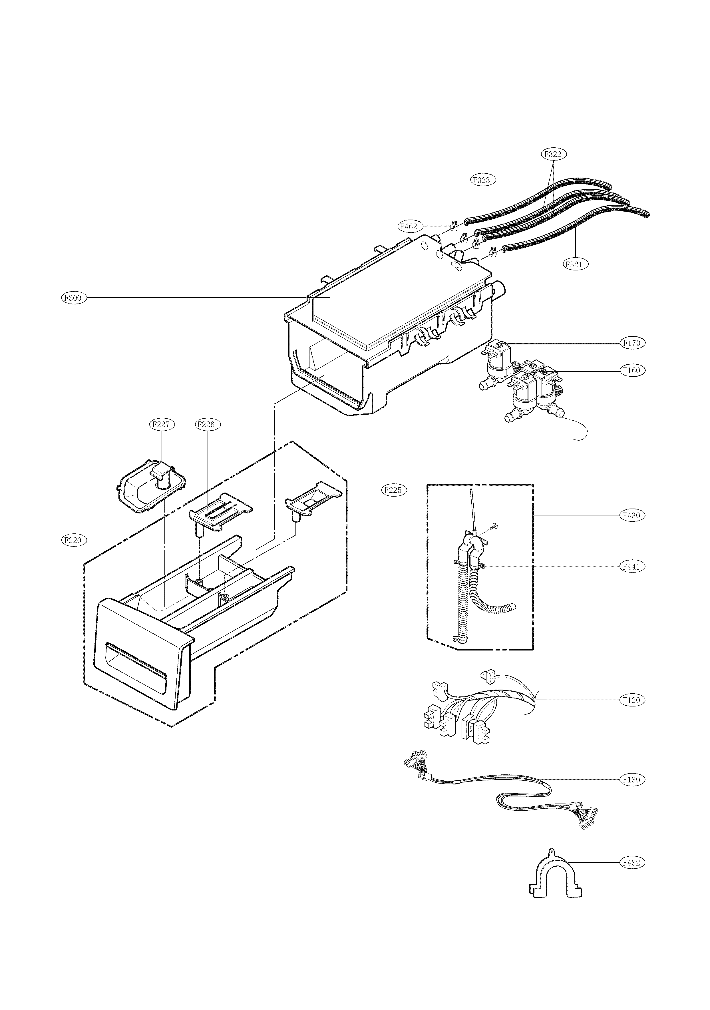 Dispenser Parts Diagram and Parts List for 79641382411  Kenmore Washer