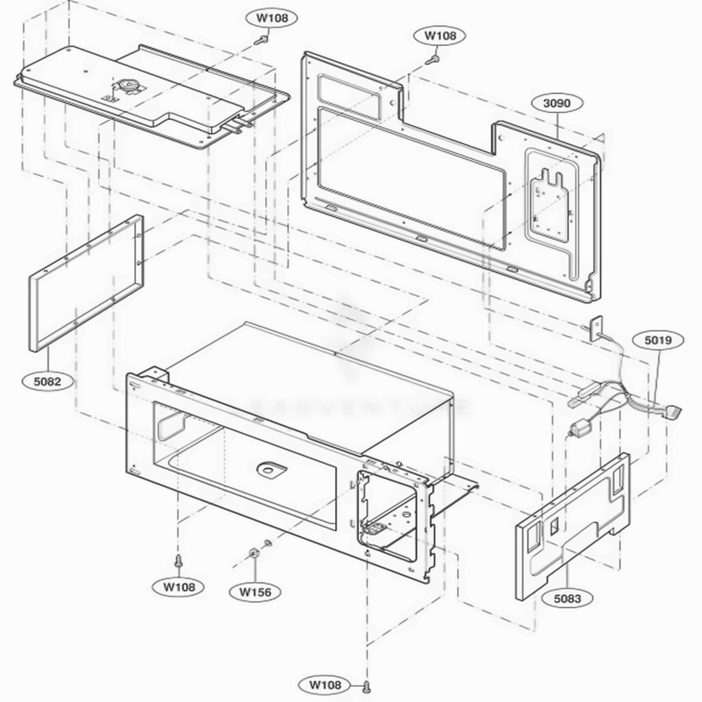 Interior Parts 2 Diagram and Parts List for KHMC107EBT AB7EKAD LG Wall Oven