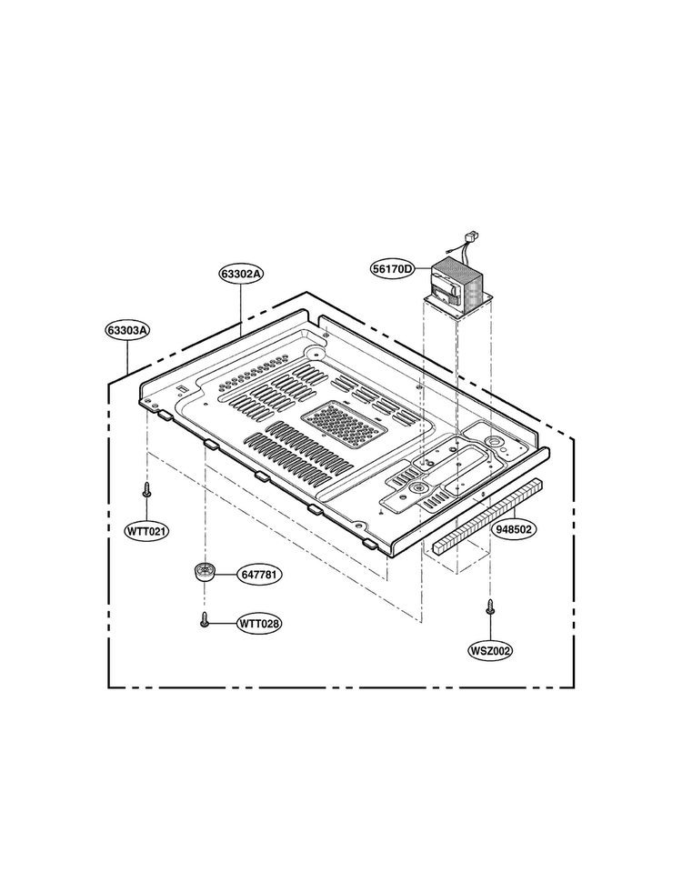 Base Plate Parts Diagram and Parts List for LMAB1240ST01  LG Microwave