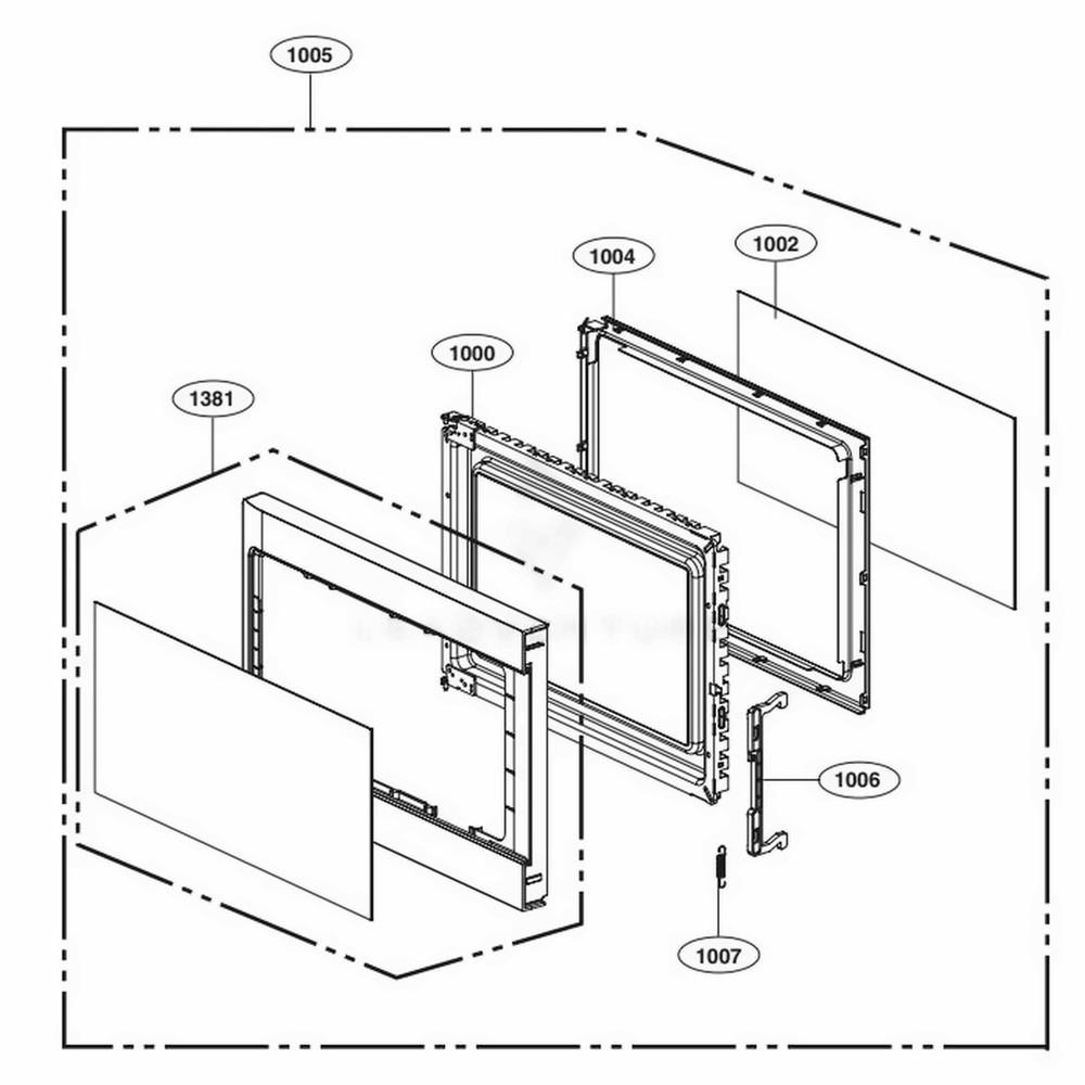 Door Parts Diagram and Parts List for LCS1413SW CWHEBBY LG Wall Oven