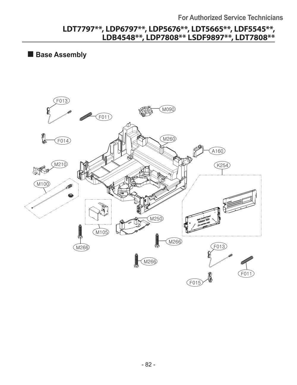 Base Assembly Diagram and Parts List for DUA414TD ABDEEUS LG Dishwasher