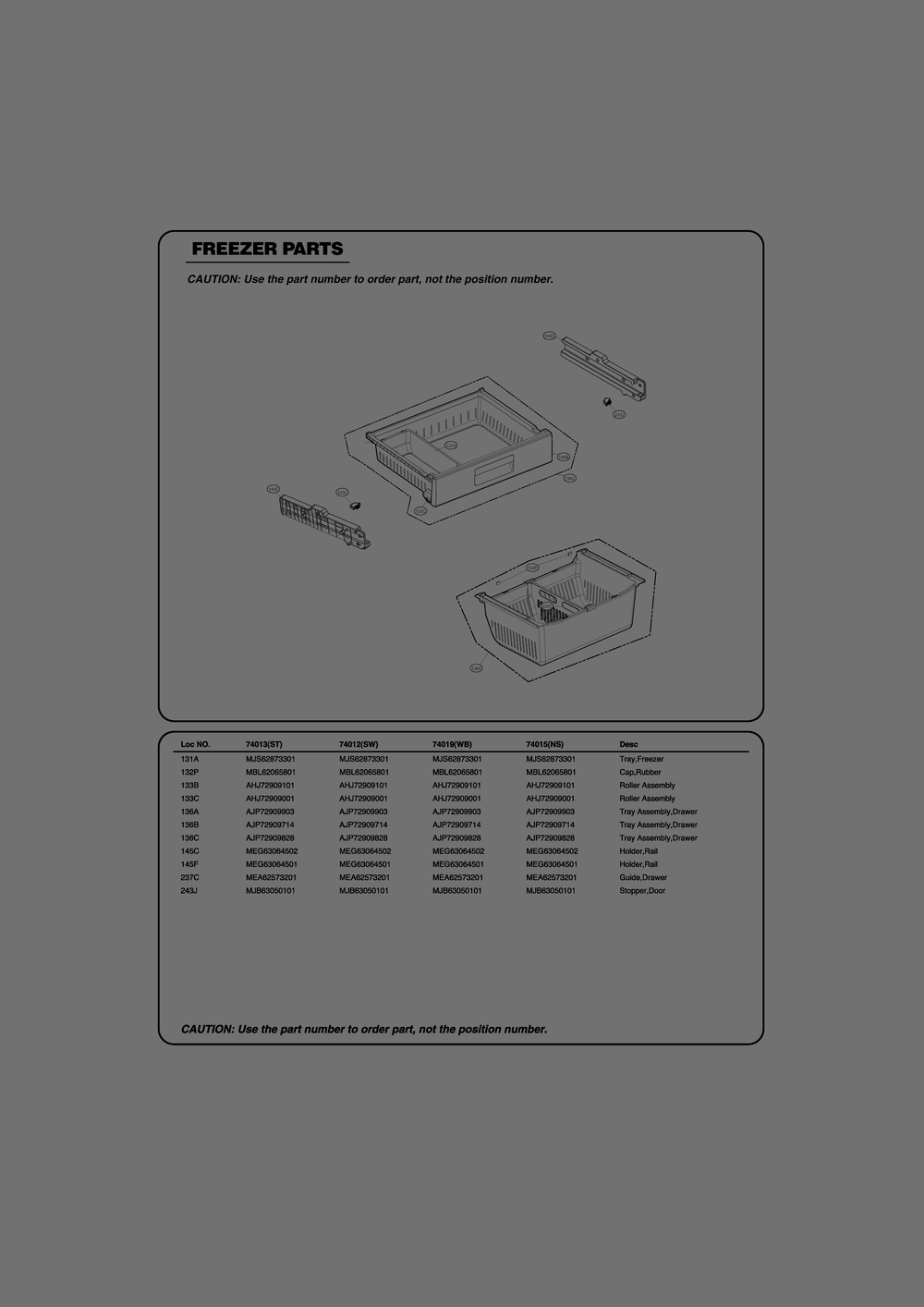 Freezer Parts Diagram and Parts List for GR-B318LQTM ANSCSE1 LG Refrigerator