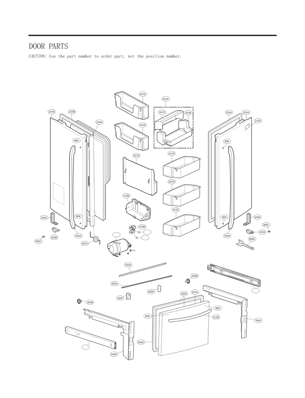 Door Parts Diagram and Parts List for GC-L288NSJP ASTCNA4 LG Refrigerator