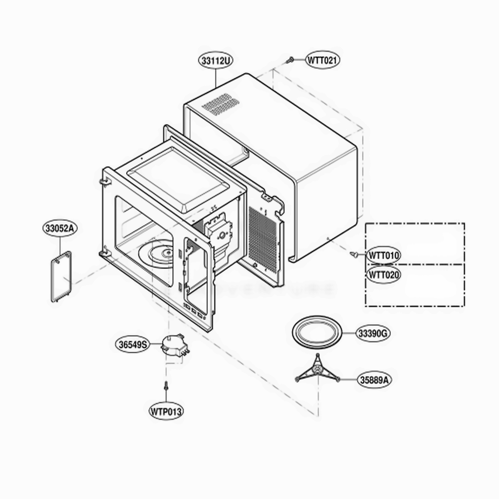 Oven Cavity Parts Diagram and Parts List for YMT4155SPQ CWHEWPC LG Range