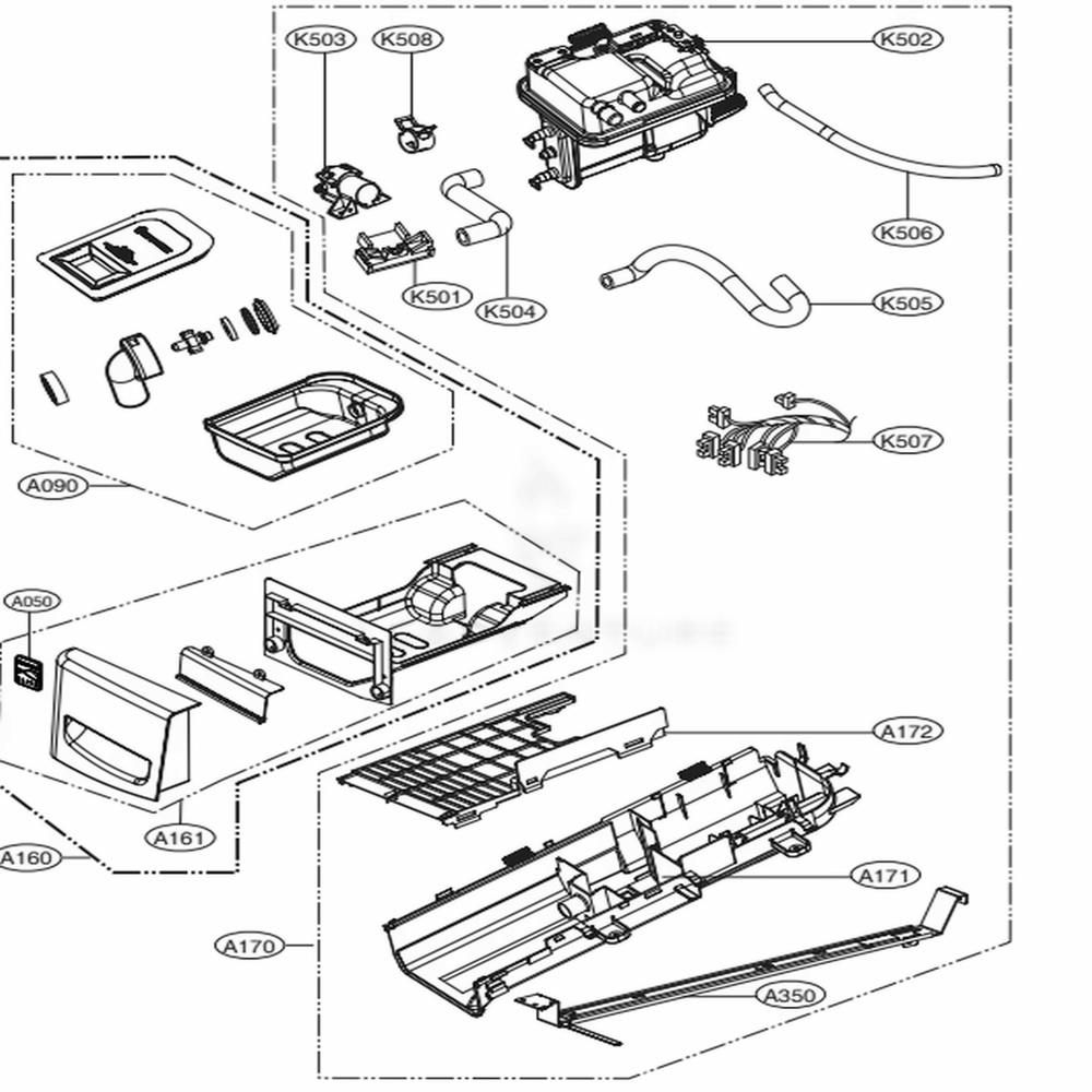 Panel Drawer Assembly And Guide Assembly Diagram and Parts List for 81382 ABWESEU LG Dryer