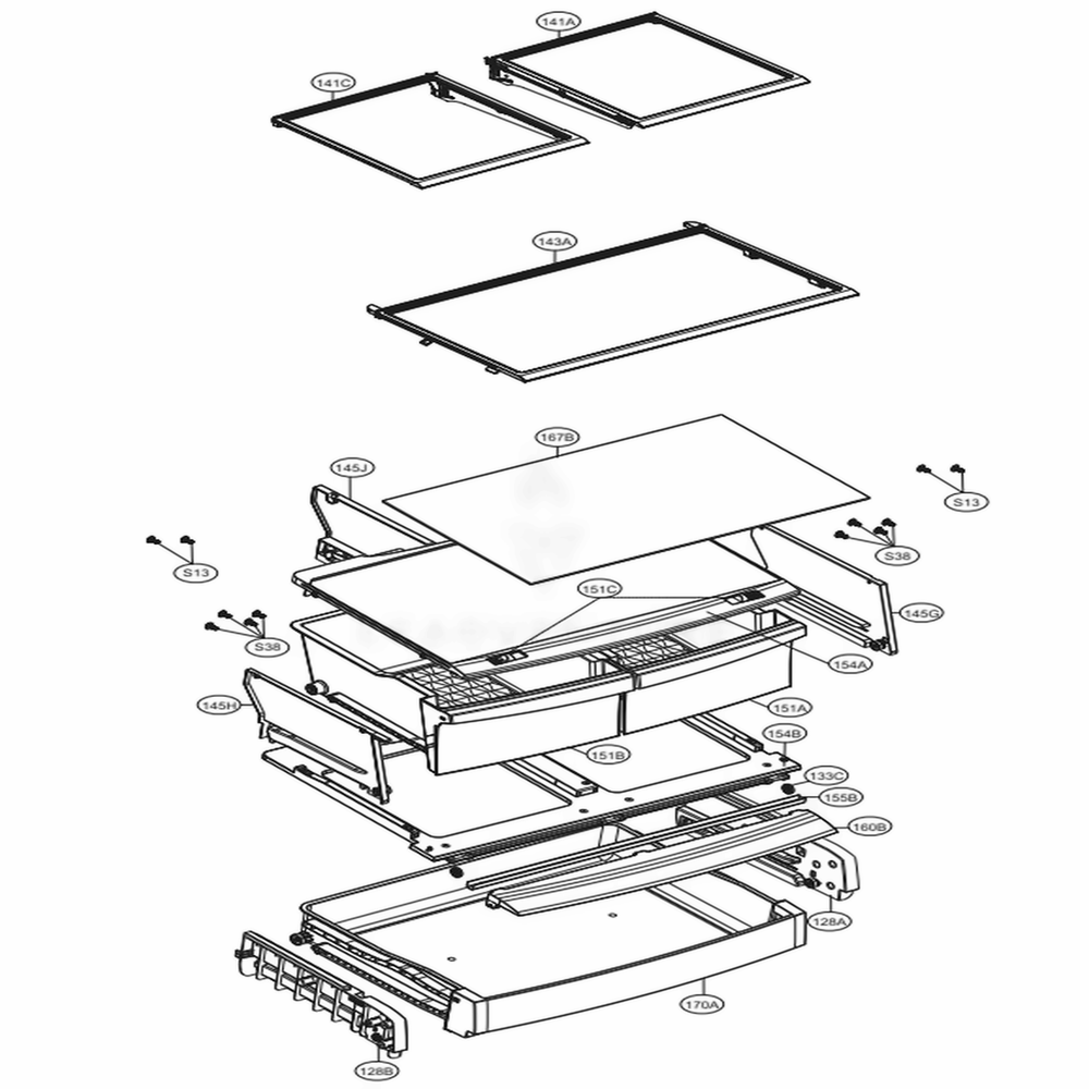 Refrigerator Parts Diagram and Parts List for LDC24370ST ASTCNA0 LG Refrigerator