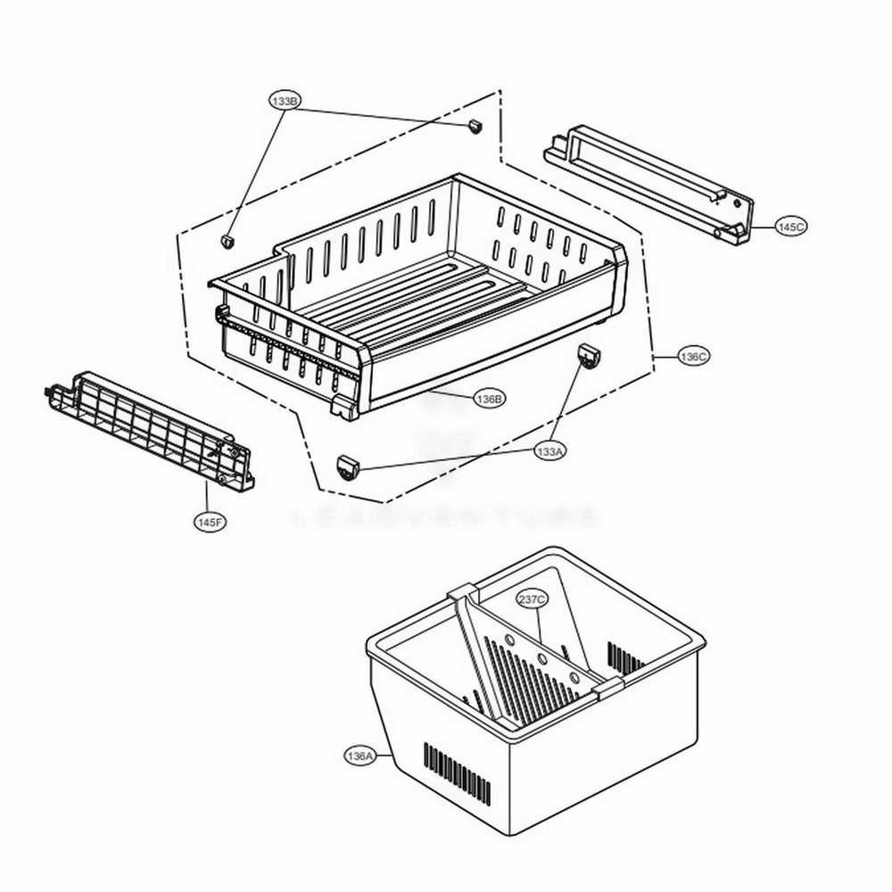Freezer Parts Diagram and Parts List for LFXS24626S ASTCNA0 LG Refrigerator