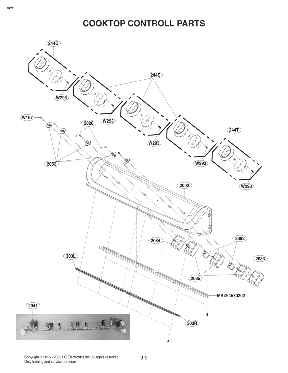Cooktop Controll Parts Diagram and Parts List for FD1784LS ASTLLGA LG Range