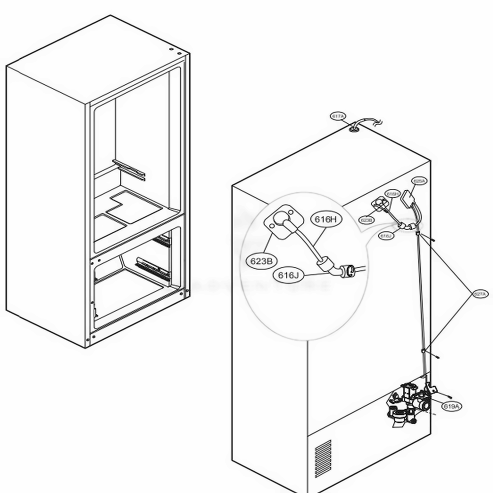 Valve And Water Tube Parts Diagram and Parts List for LMXS28596D ASBCNA1 LG Refrigerator
