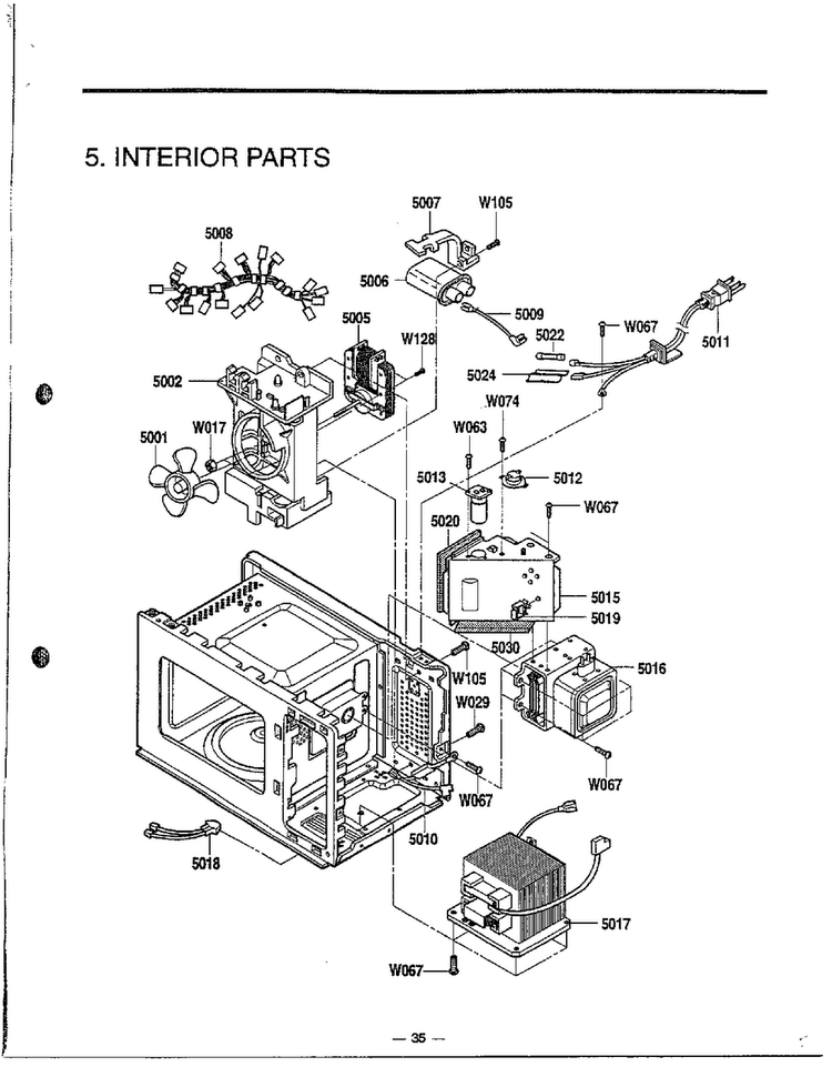Microwave Assembly Complete Page 6 Diagram and Parts List for 9247  LG Microwave