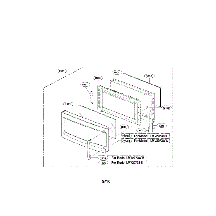 Door Diagram and Parts List for LMV2073BB 00 LG Microwave Oven Combo