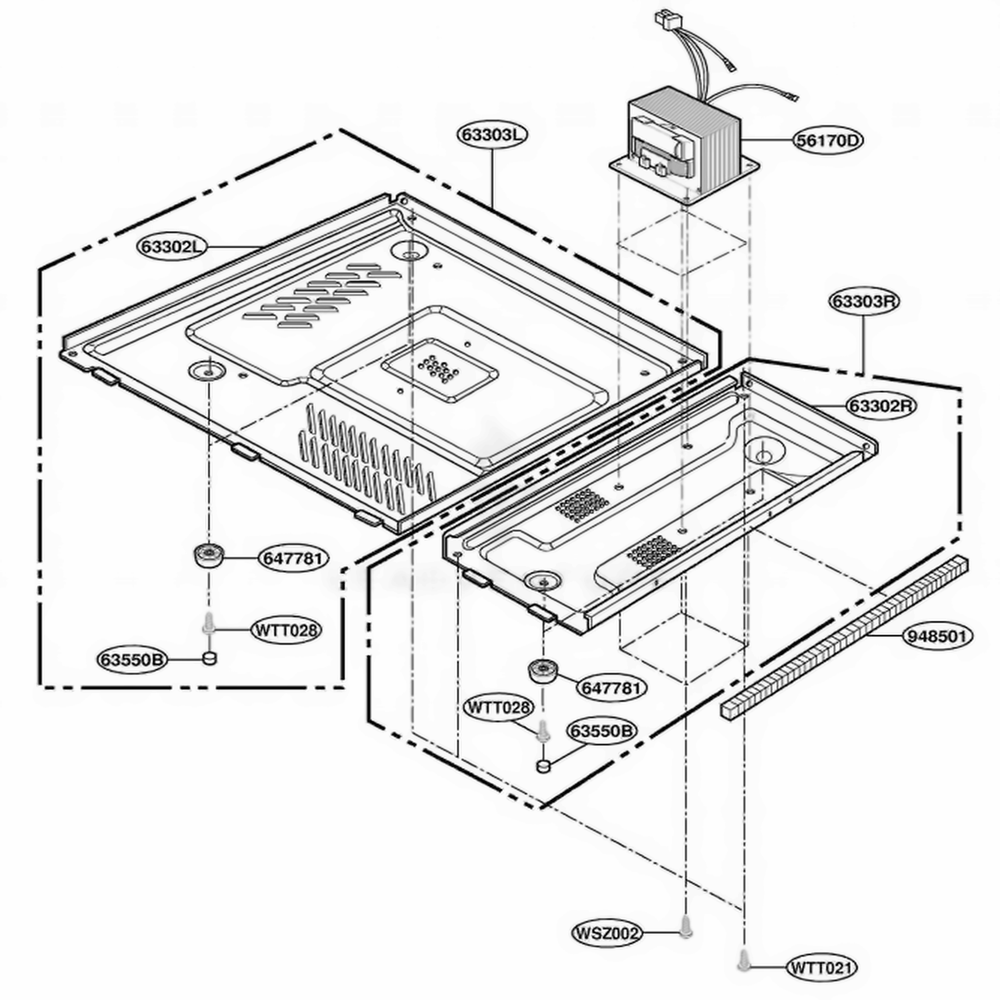 Base Plate Parts Diagram and Parts List for LD10D AGREAMA LG Wall Oven