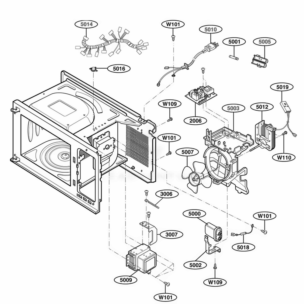 Interior Parts 1 Diagram and Parts List for 63299 ABKESEA LG Range