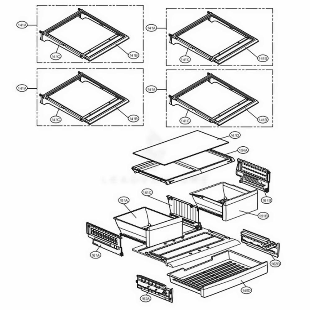 Refrigerator Parts Diagram and Parts List for 71053 ASTCSE4 LG Refrigerator