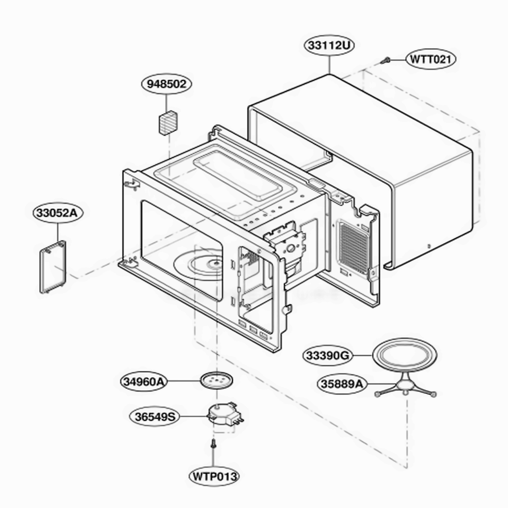 Oven Cavity Parts Diagram and Parts List for MS72NA HMWEGSS LG Range