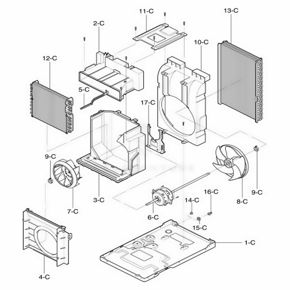 Air Handling And Cycle Parts Diagram and Parts List for 75063 AWYASRU LG Air Conditioner