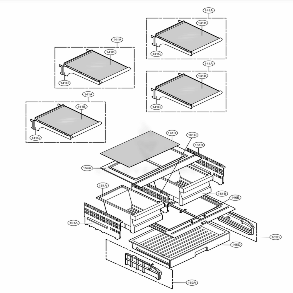 Refrigerator Parts Diagram and Parts List for 71014 ABICSE1 LG Refrigerator