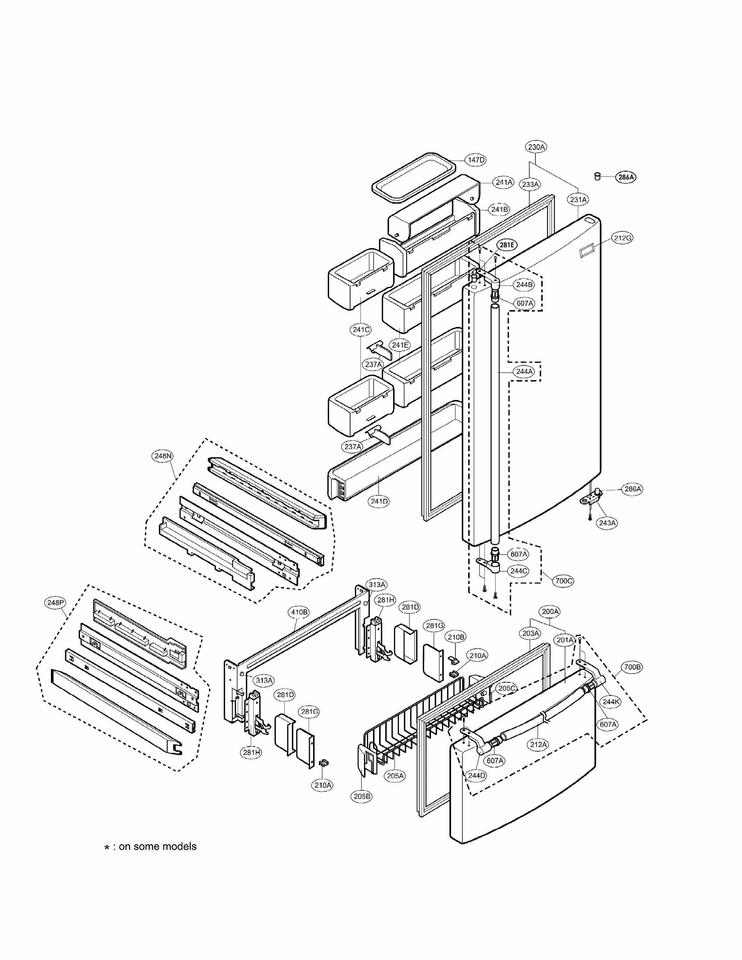 Door Parts Diagram and Parts List for LRDN20720BK  LG Refrigerator
