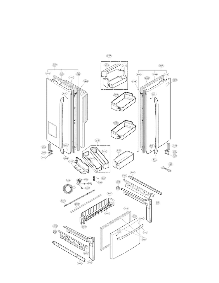 Door Parts Diagram and Parts List for LFX25975SB 02 LG Refrigerator