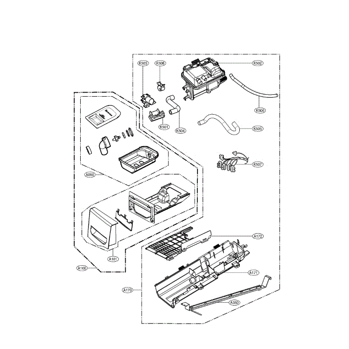 Panel Drawer Assembly Diagram and Parts List for DLGX3876W 00 LG Dryer