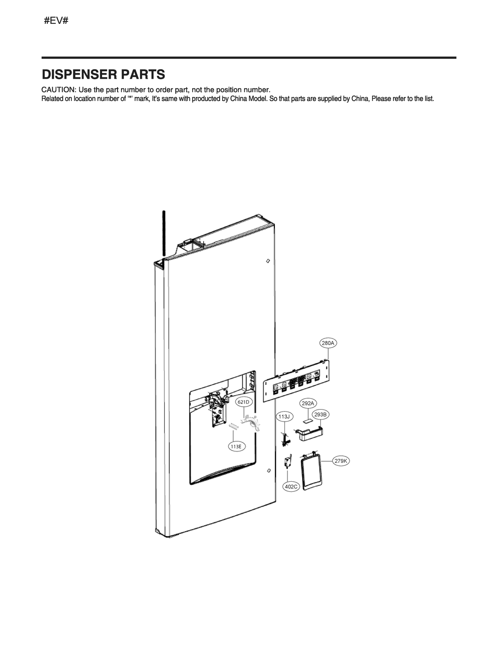 Dispenser Parts Diagram and Parts List for GM-F298NSSH ASTCNA0 LG Refrigerator
