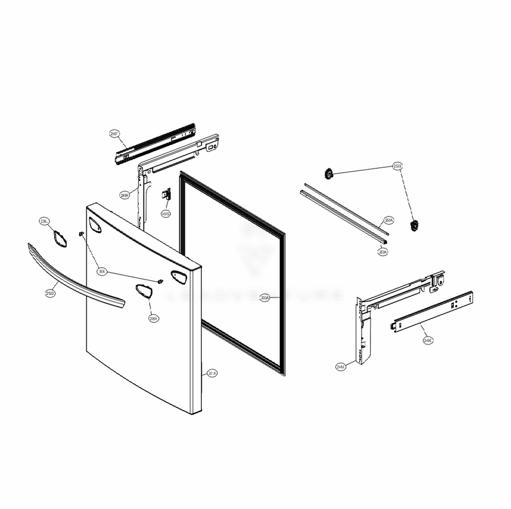 Door Parts 3 Diagram and Parts List for LRFXC2406S ASTCNA0 LG Refrigerator