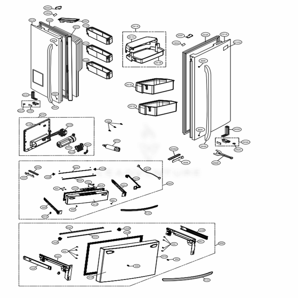 Door Parts Diagram and Parts List for 72483 ASTCSE0 LG Refrigerator