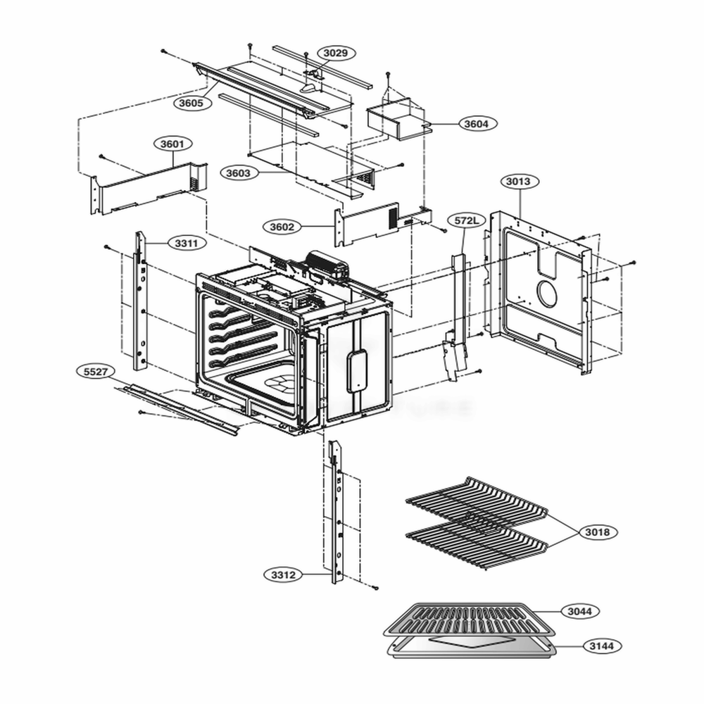 Assembly Diagram and Parts List for LWS3063ST ASTLLGA LG Wall Oven