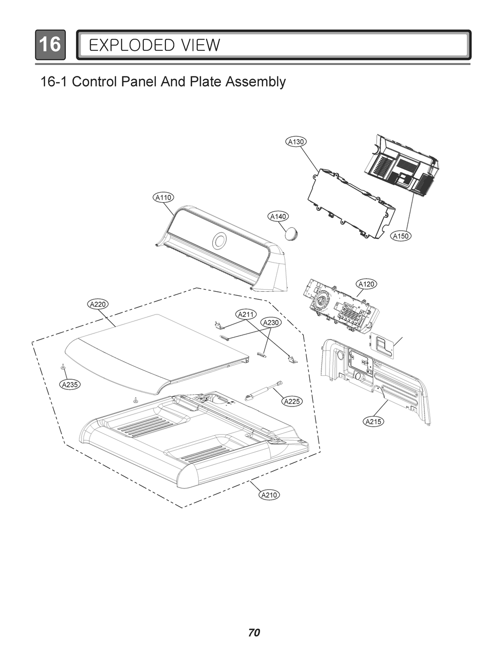 Control Panel And Plate Assembly Diagram and Parts List for RN1895HS8 ABSEEUS LG Dryer