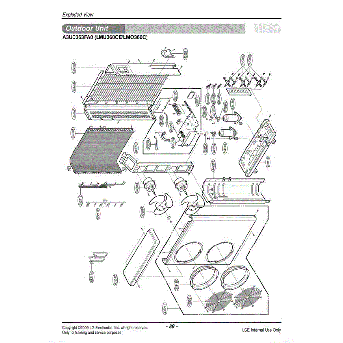 Section Diagram and Parts List for LMU360CE AWGAEUS LG Air Conditioner