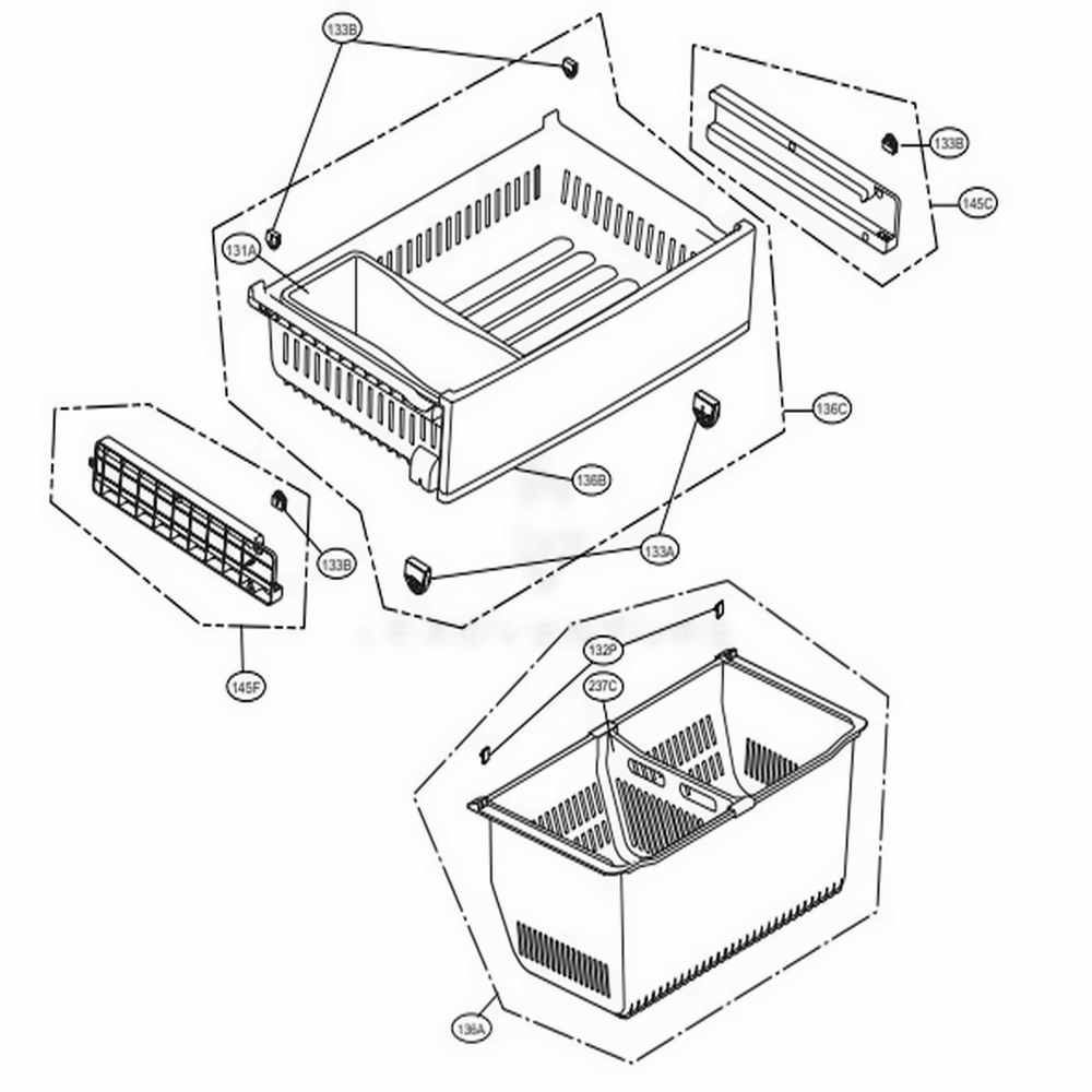 Freezer Parts Diagram and Parts List for 73052 ASWCSE1 LG Refrigerator