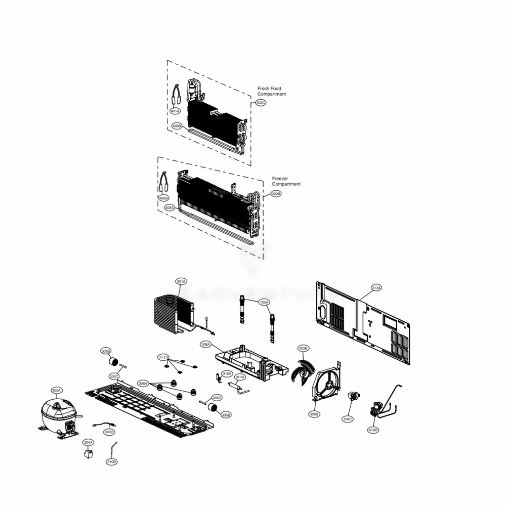 Cycle Parts Diagram and Parts List for LRFXC2406D ASBCNA1 LG Refrigerator