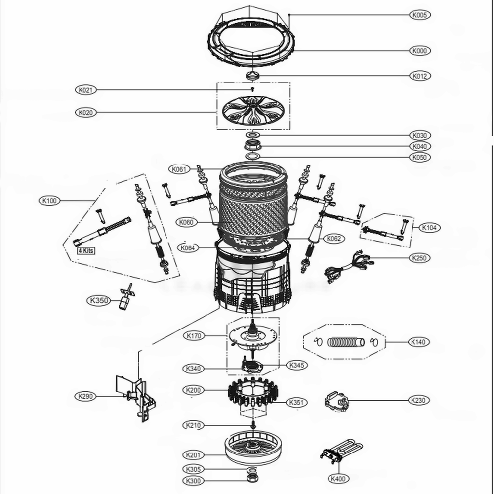 Tub Assembly Diagram and Parts List for LGWT7700HVA ASSEEUS LG Washer