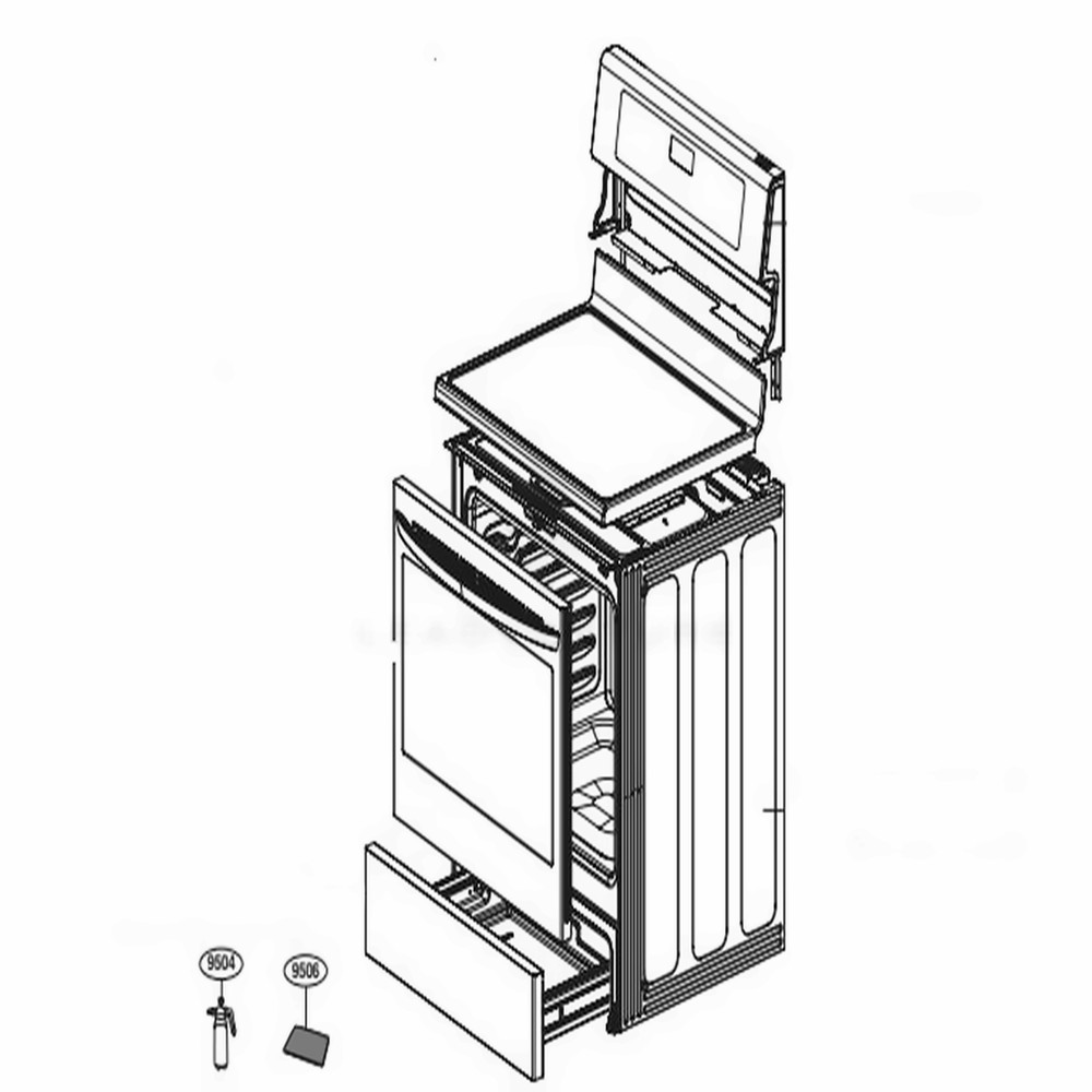 Main Diagram and Parts List for LRE3193SW FWHLLGA LG Range