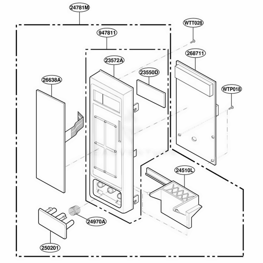 Control Parts Diagram and Parts List for JE1340GB SGEGEU LG Range