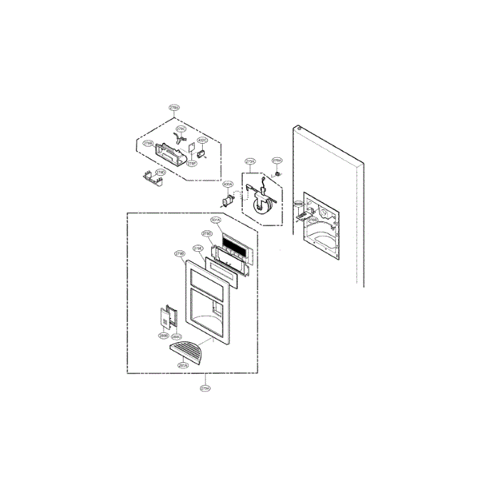 Dispenser Diagram and Parts List for LFX25960TT 00 LG Refrigerator