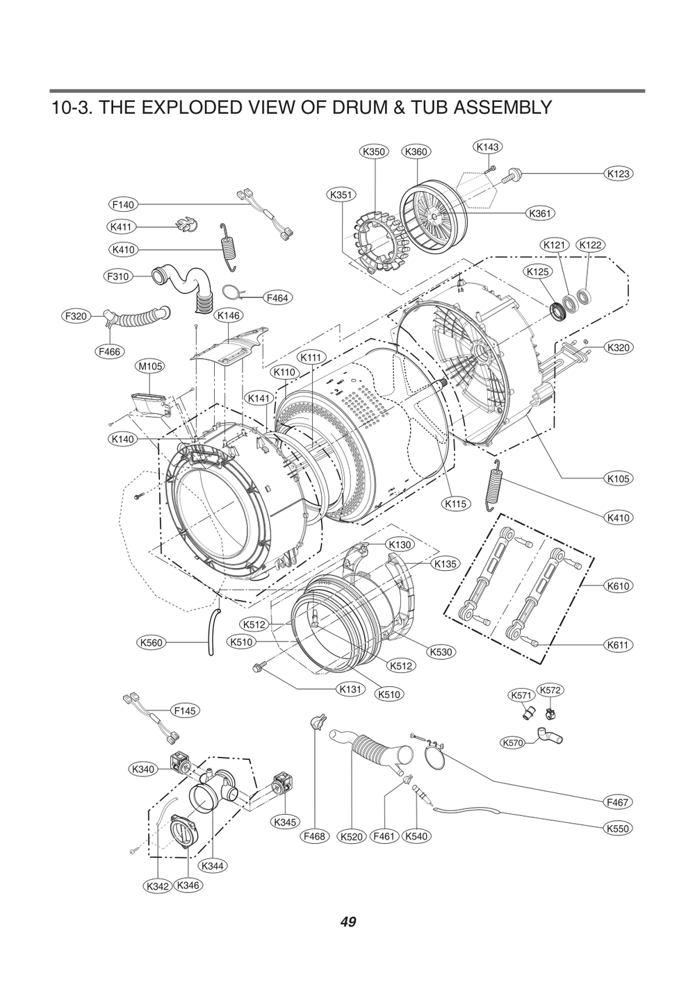 Drum And Tub Assembly Diagram and Parts List for F1480RD5 ALSEEUS LG Dryer