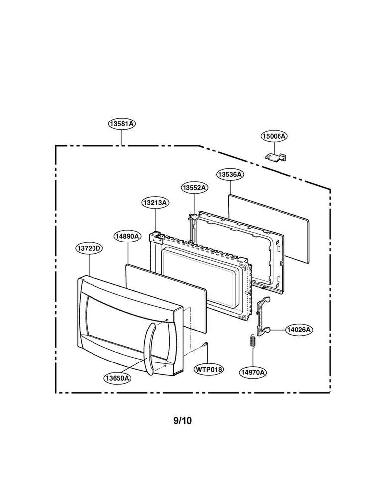 Door Parts Diagram and Parts List for LRDM1240W  LG Microwave
