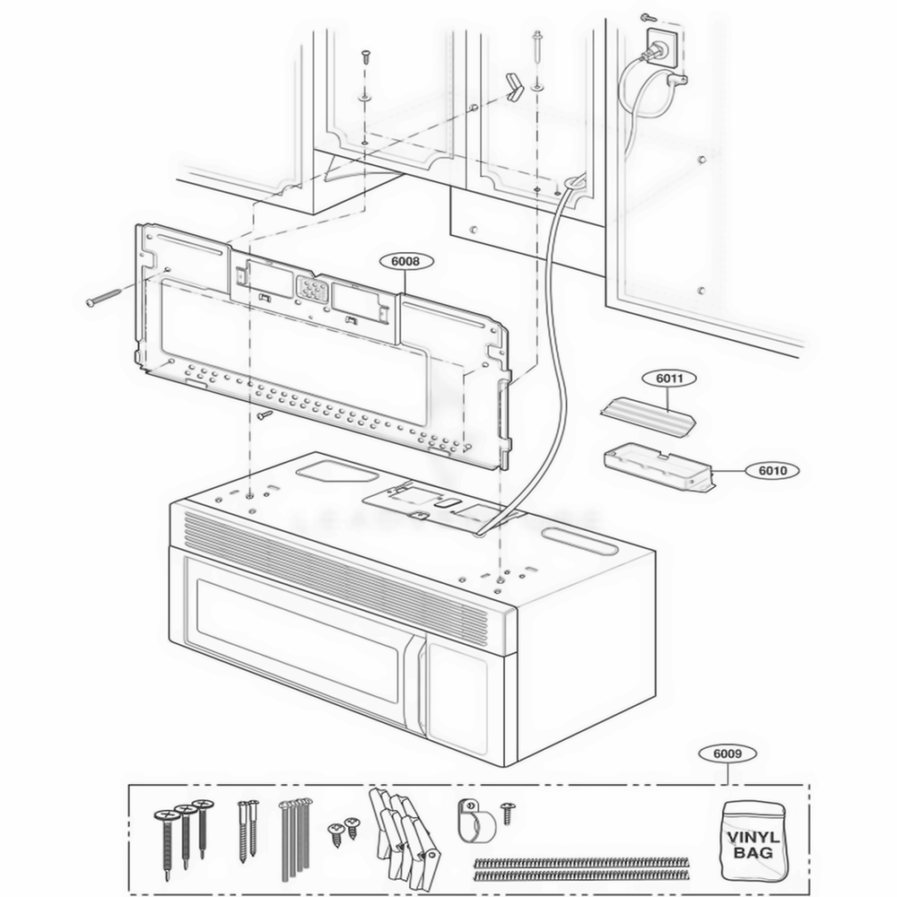 Installation Parts Diagram and Parts List for MV1526B CBKESEG LG Wall Oven