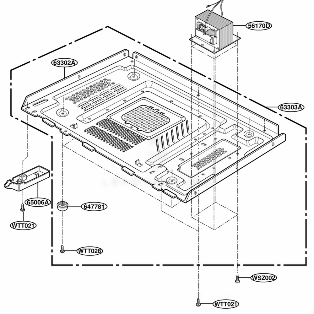 Base Plate Parts Diagram and Parts List for LTM9020W01 CW2ELGA LG Range