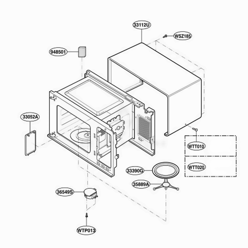 Oven Cavity Parts Diagram and Parts List for JE1460WF002 CWHEGEU LG Range