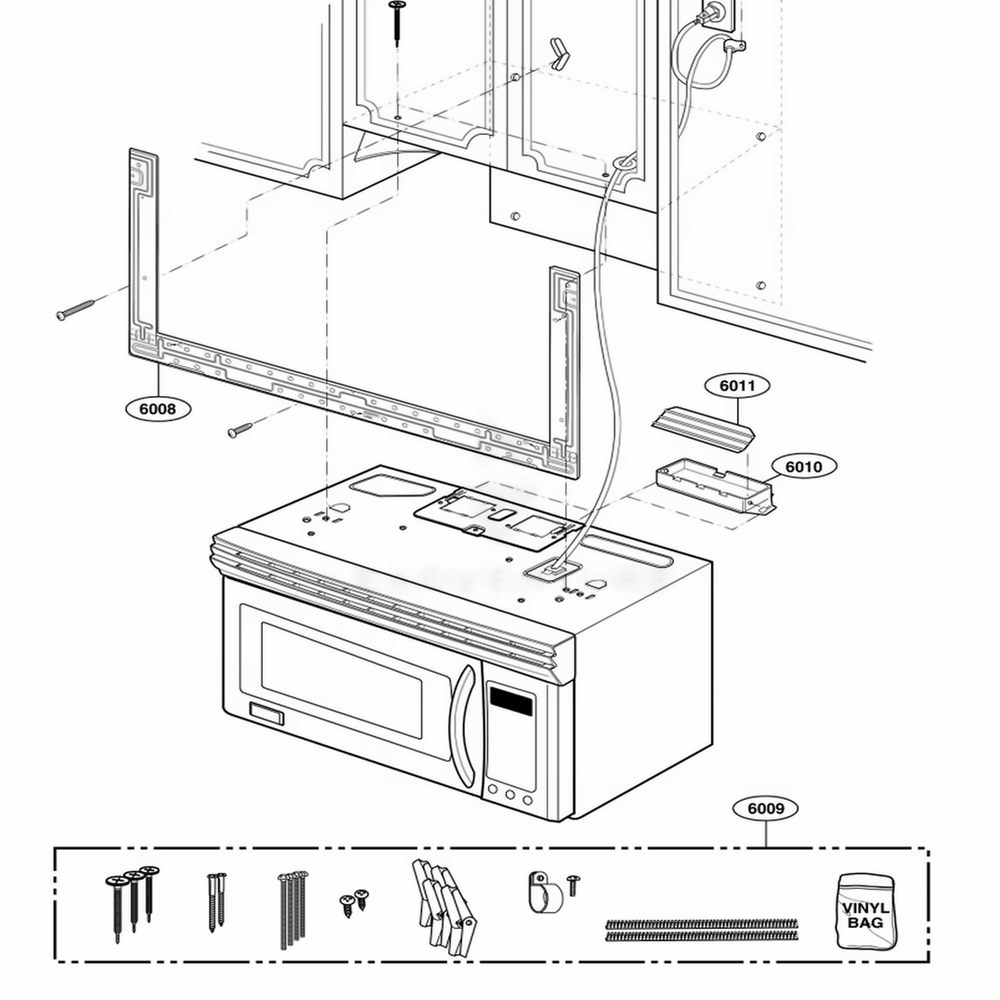 Installation Parts Diagram and Parts List for 80823 ASBESEA LG Range