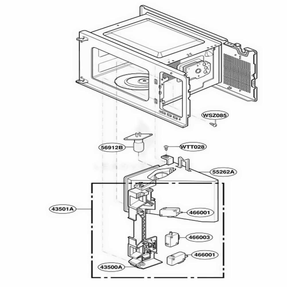 Latch Board Parts Diagram and Parts List for MT4140SKT ABSEWRP LG Range