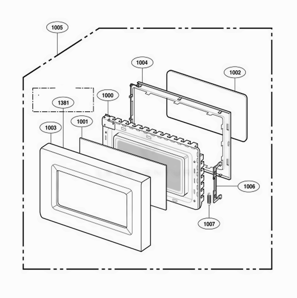 Door Parts Diagram and Parts List for UMC5200AAB ABKEMGR LG Range