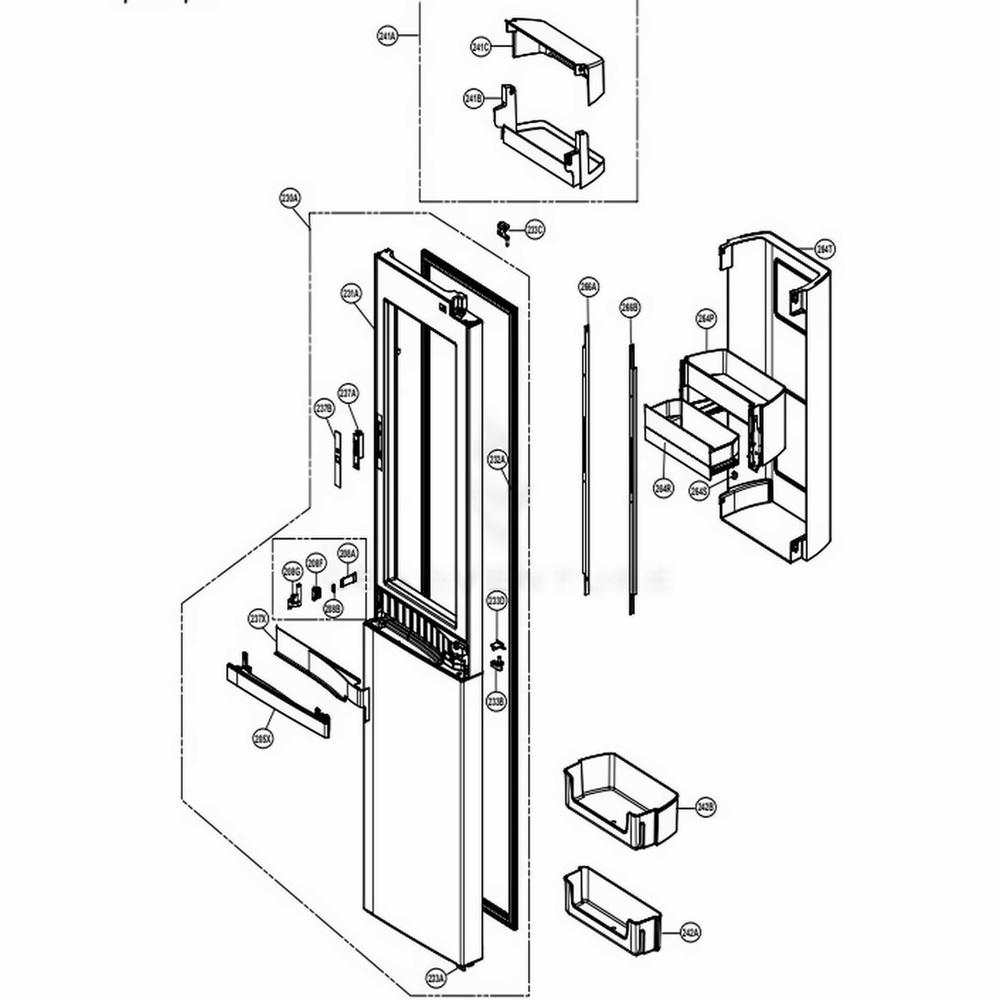 Refrigerator Door Part Diagram and Parts List for LSC22991ST ASTCNA0 LG Refrigerator
