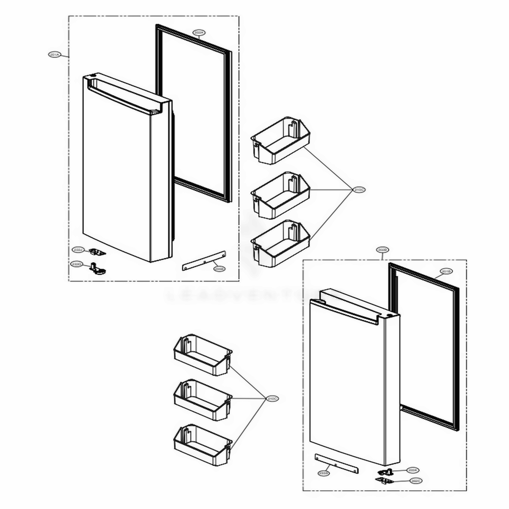 F-Room Door Part Diagram and Parts List for LNXC23766D ASBCNA1 LG Refrigerator